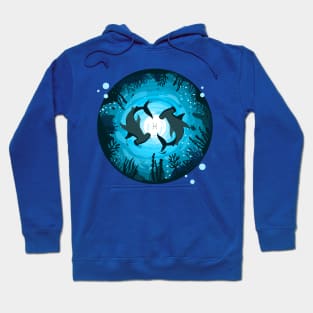 Hammerhead Pisces Sharks, Ocean Coral View with fish Hoodie